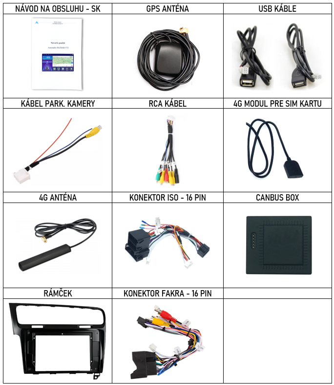 SK Prislusenstvo pre autorádio Isudar T68 pre Volkswagen Golf 7 cerny s carplay a androidauto - evtech.sk